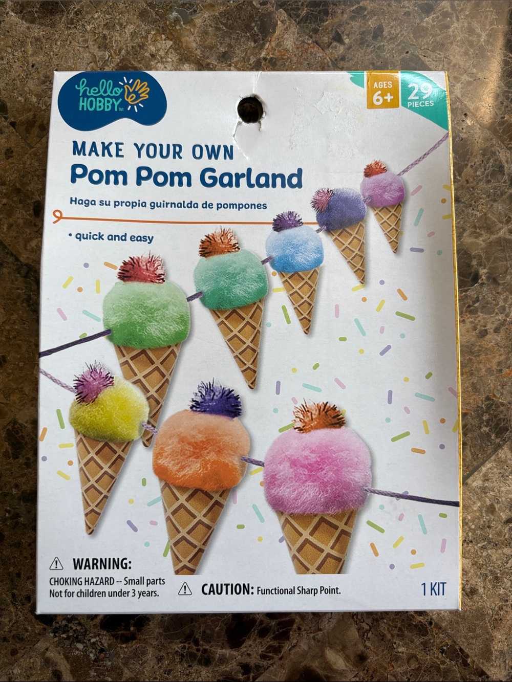 hello hobby Make Your Own Pom Pom Garland Kit - Multicolor Ice Cream Theme
